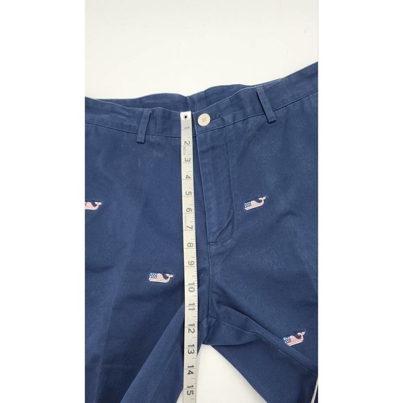 Vineyard Vines American Flag Whale Embroidered Breaker Shorts Size 33 Navy - Picture 9 of 12